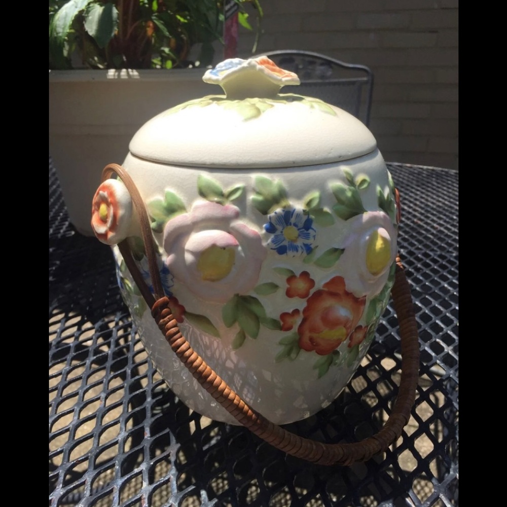 Vintage Trico Jar Floral Biscuit Jar Amazing!